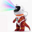 Galaxy Star Projection Night Light, Dinosaur Astronaut Space Projector with Timer, Remote Control, 8 Lighting Modes, Green Nebula Effects for Kids Room Ceiling Decor(Red)