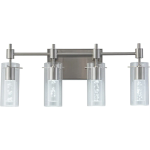 4-Light Bathroom Vanity Light with led Bulb Brushed Nickel Vanity Light for Mirror with Clear Bubbles and Clear Cover Updated Bathroom Wall Sconce Lighting