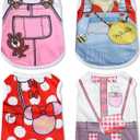 4 Pack Mesh Dog Shirts for Small Dogs: Stretchy Dog Clothes with Cute Patterns,  2-16lb Dogs Pet T-Shirts, Girl & Boy Puppy Clothes for Spring Summer (Pink Set, Small)