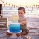Wave Surf Wooden Cake Topper - The Big One Themed 1st/First Birthday Party Decoration,Smash Cake Photo Props