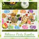 Nitial 240 Pcs Hibiscus Party Plates Napkins Hawaiian Theme Tableware Set for Luau Table Decorations Supplies Tropical Dessert Plates Forks for Aloha Summer Beach Party, Serve 48 Guests