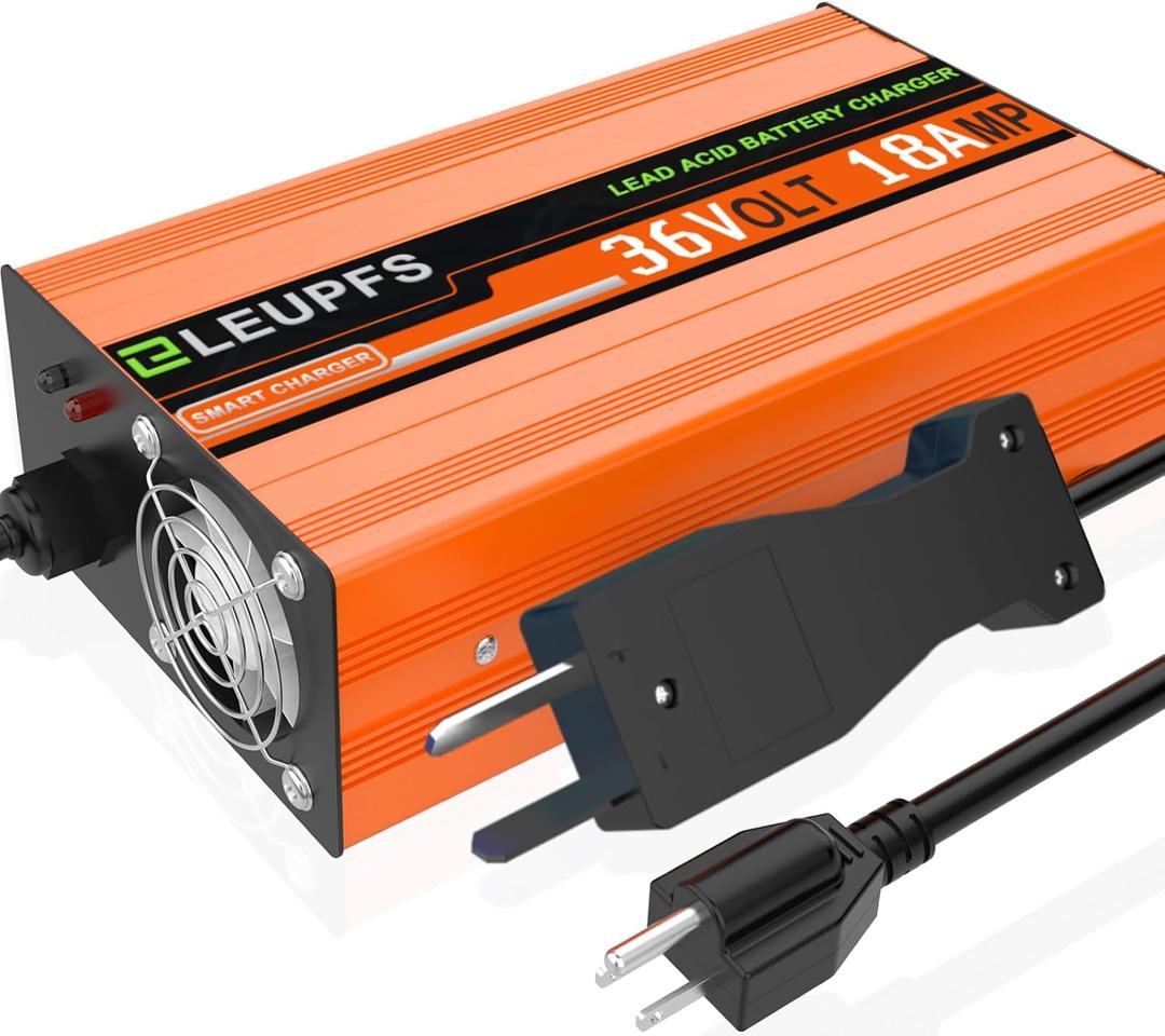 18 Amp 36 Volt Golf Cart Battery Charger, Compatible with EZGO/Club Car/Yamaha Golf Carts, 3-Year Warrnaty, Crowfoot Plug, 4-6H Full Charge with Trickle Charge, Protected Battery