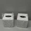 Tioncy 2 Pcs Country Chic Modern Farmhouse Tissue Box Holder Christmas Decorative Metal Tissue Cover Rustic Square White Style for Bathroom Home Bedroom Office