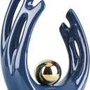 12" H Navy Blue Aesthetic Room Decor Accent, TV Stand Funky Table Centerpiece, Abstract Art Ceramic Statue and Sculpture, Blue Decor for Living Room, Bookshelf Decorative Objects, Shelf Decor (Big)