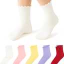 Stelle Girls Ruffle Socks Uniform Dress Ankle Crew Sock 3/5/6 Pairs for Kid (XS)