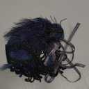 Feather Masquerade Mask for Women - Halloween Lace Eyemask with Removable Peacock Feathers, Venetian Party Masks (Blue)