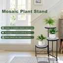 3 Tier Mosaic Plant Stand Foldable Corner Shelf for Indoor Outdoor Tall Plant Holder Display Rack for Patio Balcony Living Room Garden Decor