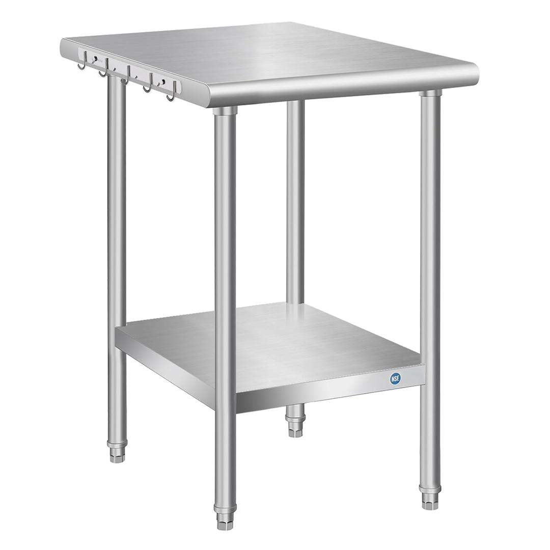 Stainless Steel Table for Prep & Work, Commercial Stainless Steel Prep Metal Table for Home Kitchen Restaurant Space Expansion (24 x 18 x 33 Inch)
