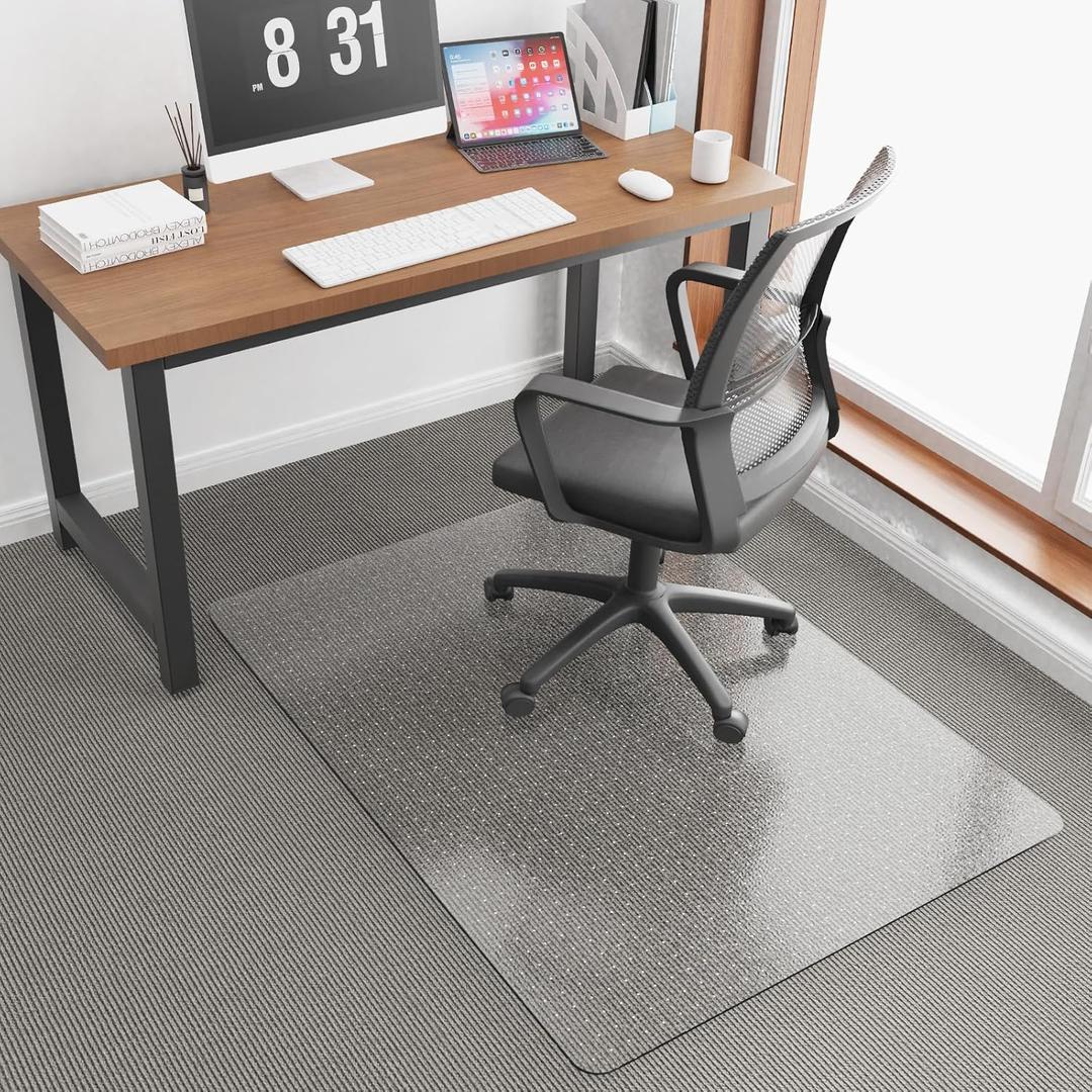36x 48 Carpet Floor Mat for Office Chair, Clear Desk Chair Floor Mat for Carpet for Medium/Low Pile, HeavyDuty Chair Mats for Carpeted Floors, Studded Desk Mat for Carpets for Homes and Offices (Transparent)