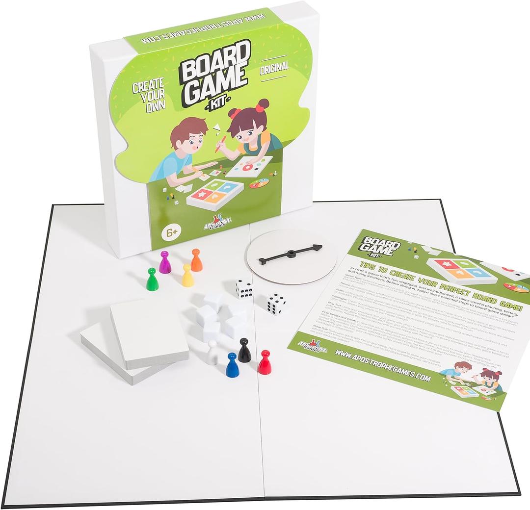 Create Your Own Board Game Set  DIY Kit with Blank Game Board, Game Pieces, Blank Cards, Dice, Spinner  Build Your Own Game Kit