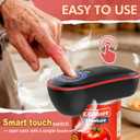 Handsfree Smart Touch Rechargeable Electric Can Opener Easy Flex Side Cut All Can Sizes with LED Display and Smooth Edge Safety for Arthritis & Seniors, Auto Kitchen Gadget (Black)