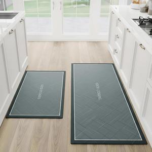 Kitchen Mats,Cushioned Non Slip Rugs for Kitchen FloorMats Washable Kitchen Mats Suitable for Kitchens, bathrooms, Offices, and Homes 19.7"x31.5"+19.7"x63"Set of 2 PCS (Gray) (Grey)
