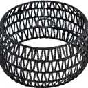 13" Black Rattan Lamp Shade, Bohemian Hand Woven Lampshade for Kitchen Island Dining Room Living Room Farmhouse Bamboo Hanging Lamp Shade 1 -Pack (D:13inch*6.3inch, Paper Rattan Black)