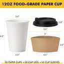 RACETOP 12 oz 50 pack Disposable Paper Coffee Cups with Lids and Sleeves