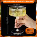 Jingmore 200 Pcs Ribbed Martini Glasses 10 oz Disposable Plastic Vintage Ribbed Coupe Glasses Unbreakable Dessert Parfait Glassware for Wedding Birthday Party Supplies (Clear)