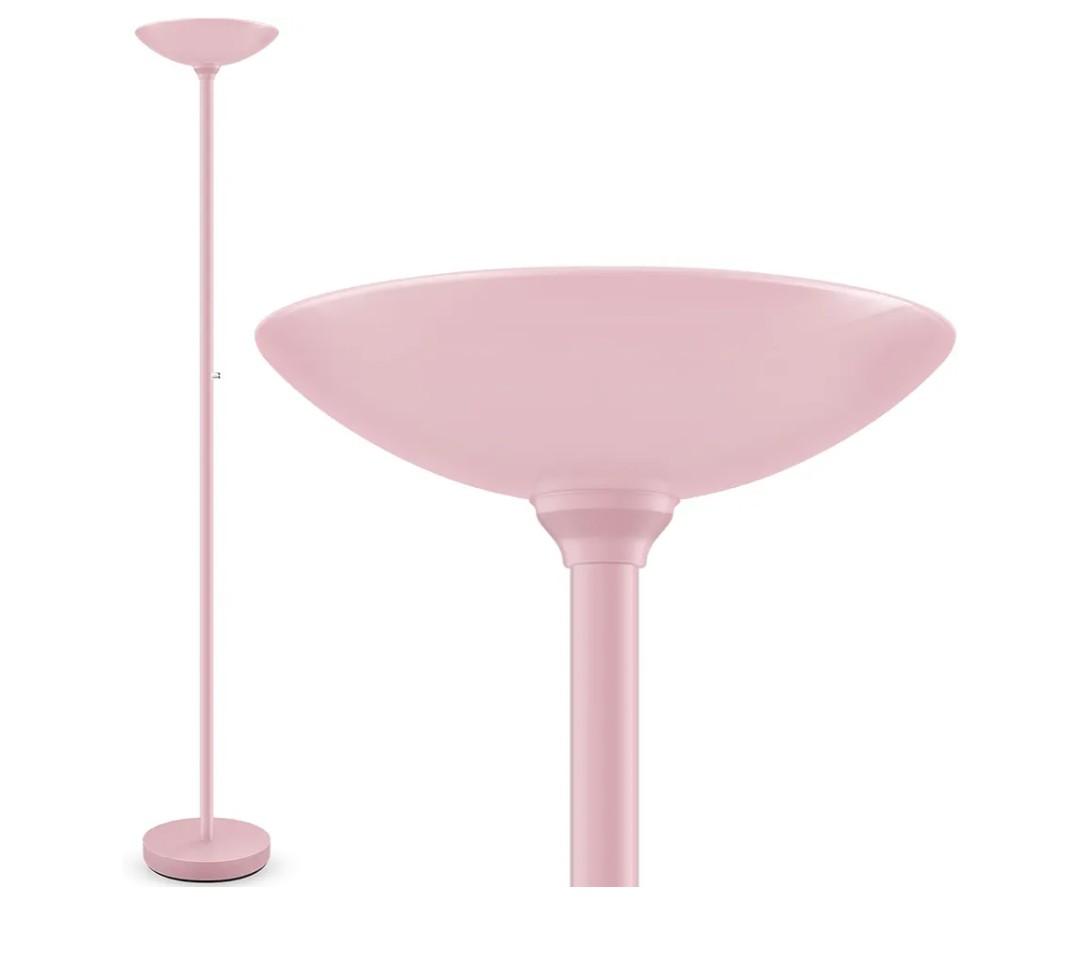 BoostArea Torchiere Floor Lamp Pink, 30W Super Bright LED Standing Lamp, 3000K Stepless Dimmable Pole Lamp with Rotary Switch, 71inch Tall Metal Modern Floor Lamps for Living Room,Bedroom,Home Decor