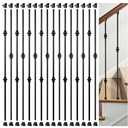 AAqq Decor 16 Pack Balusters for Staircase Interior Hollow Double and Single Knuckle Stair Spindles 1/2" Square Iron Balusters with 32 Swivel Shoes(A341-16)
