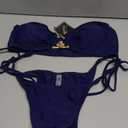 ZAFUL Metal Ring Bandeau Bikini Set Tie Side Bathing Suit High Cut 2 Piece Swimsuit Cutout Swimwear (X-Large, Matte Deep Blue)