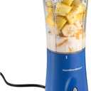 Hamilton Beach Portable Blender for Shakes and Smoothies, 14 Oz BPA Free Travel Cup & Lid, Durable Stainless Steel Blades, Personal Smoothie Blender, Blue, 51132G