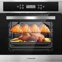 AMZCHEF Single Wall Oven 24" Built-in Electric Ovens with 11 Functions, 8 Automatic Recipes, 2800W, 240V, 2.5Cu.f Convection Wall Oven in Stainless Steel, Touch Control, Timer, Safety Lock,Upgraded