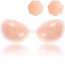 Cbthet Sticky Bra – Strapless & Backless Push Up Adhesive for Women, Invisible Silicone Bra with Nipple Covers size C