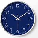 Navy Blue Modern Wall Clock for Living Room Decor, 14 Inch Large Wall Clock Silent Battery Operated, Classic Round Analog Clock for Bedroom, Kitchen, Office, Bathroom, Outdoor Patio, Pool