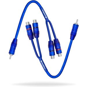 InstallGear 2 Pack RCA Y Adapter Splitter - 1ft RCA Y Splitter 1 Male 2 Female with Shielding - Connector for Car Audio, Home Theater - Durable Cable Splitters with OFC Conductor - Blue