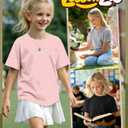 3 Pack Girls Short Sleeve Cute Shirts | Kids Tees, 5-14 Years, Plain, Loose Fit, Multipack, Soft, Crew Neck, Teen, School, Summer, Casual, Athletic, Kindergarten