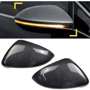 1 Pair Black Rearview Mirror Cover Left Right Side Mirror Covers Caps for VW Golf MK7 7.5 GTI 7 Golf 7 R (Carbon Fiber)