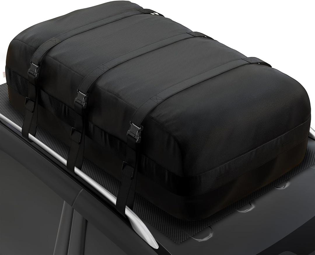 iBirdie Roof Rack Cargo Carrier 32.1 Cubic Feet, XXL Soft-Shell Rooftop Cargo Box, Waterproof Heavy Duty 1200D for Car with/Without Roof Rack, Includes Anti-Slip Mat, Door Hooks, 60x37x25 inches