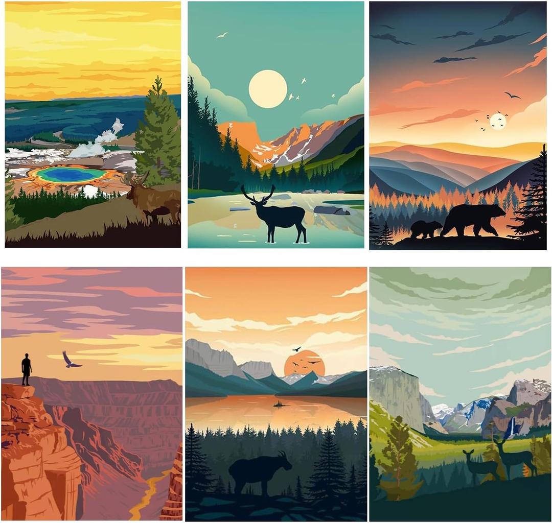 YULIDECO National Park Diamond Art Kits for Adults,5D Lanscape Diamond Art 6-Piece Set,DIY Full Drill Diamond Painting Kit,Home Wall Decor Diamond Painting (12x16 Inch)