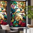 Window UV Protection Privacy Film:Non-Adhesive Static Cling Decorative Window Film with Installation Tools,Stained Glass Window Film for Kitchen,Study,Bathroom,and Shower Doors,23.6 x 39.4 inches. (Bl115)