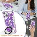 XIZYO Magnetic for iPhone 13 Case Floral Flower Cute [Compatible with MagSafe] Magnetic Ring Stand Clear Rose Women Girly Kickstand Shookproof Case 6.1 Inch-Purple