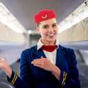 Women Air Stewardess Hat Woolen Flight Attendant Hat Stewardess Cap for Costume Cosplay Musical Performance - Size M(Red)