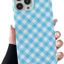 Longlayss for iPhone 11 Pro Max Case Lattice Plaid Checkered Gingham Phone Case Cute Aesthetic Pattern Soft TPU Shockproof Phone Cover for Women Girls (Blue)