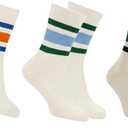 Retro Striped Crew Socks Sport Socks,Casual Cotton Stretchy Socks, with Seamless Toe for Men and Women Multicolor