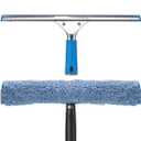 Professional Window Cleaning Kit, 14" Rubber Squeegee with 15" Microfiber Scrubber, Window Cleaning Tool for Home, Window Washing Equipment Commercial & Household Use