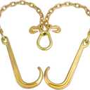 5/16" Grade 70 V-Type Transport Tow Chain w/15 J-Hooks 2Ft Long Shank Legs for Flatbed Truck Tie Trailer Tractor Car Wrecker Tow Chain,4700 Lbs Working Load Limit,G70 Steel Towing Chain Bridle