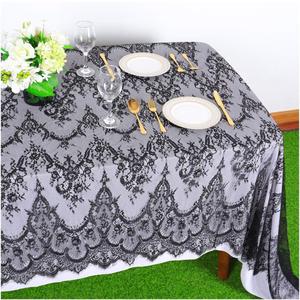Partisout Black Lace Tablecloth Rectangular 60x120 Lace Table Cover Rectangle Lace Overlay Table Clothes for Wedding Rustic Tablecloths Embroidered Lace Table Cover for Halloween (LT005 Black)