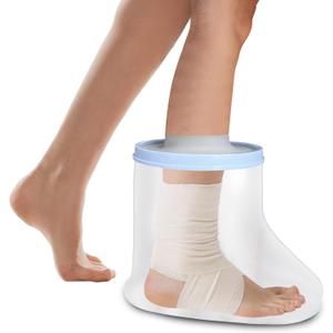 Adult Foot Cast Covers for Shower, Waterproof Shower Bandage and Cast Protector for Shower and Bath Watertight Protection to Broken Surgery Foot Ankle Wound and Burns (Blue)
