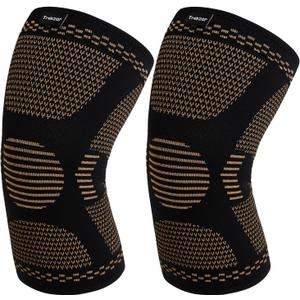 Trekzor Knee Brace for Women and Men, Knee Compression Sleeve for Running, Workout, Hiking, and Fitness, Knee Brace for Arthritis Pain and Support (Pair, Black, X-Large)