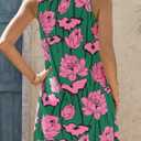 Wenrine Womens Summer Dresses Casual Floral V Neck Sleeveless Loose Boho Beach Tank Dress Sundress with Pockets (Small, Green)