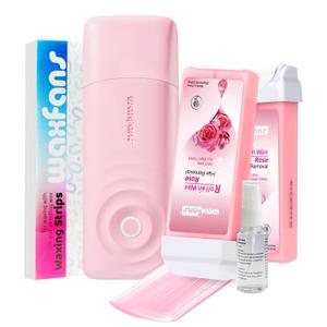Roll on Wax Kit, Smart Wax Roller Kit with Automatic Cooling System, No Burns, Safe and Easy Waxing Kit for Women and Man at Home, 2 Waxing Cartridges & 50 Waxing Strips Included. (Coral Pink)