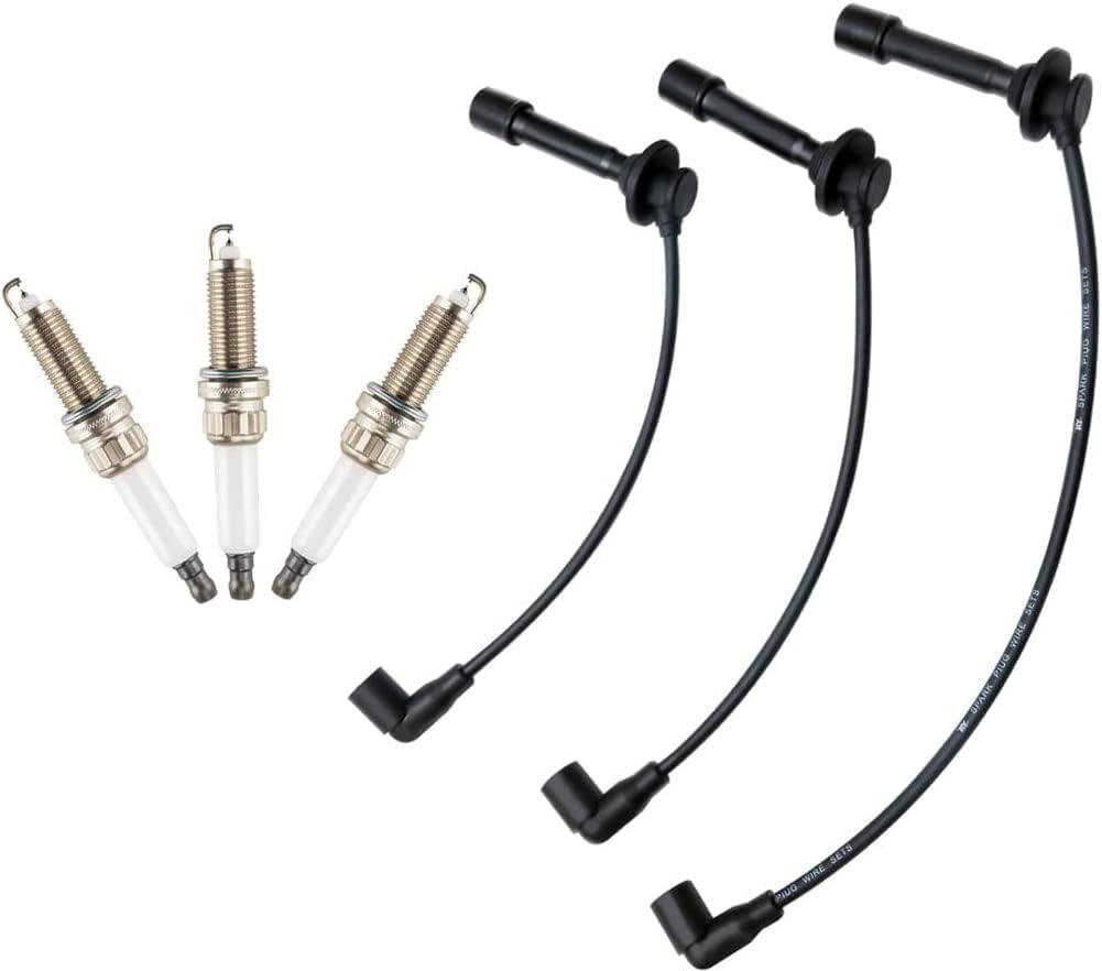 Spark Plug Wire and Spark Plugs Kit-MIA11722 MIA11723 MIA11724 Compatible with John Deere 825i 825i S4,extended edition(3PCS)