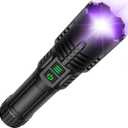 AdamStar UV&High Lumens Flashlight Rechargeable, 2-in-1 Powerful Blacklight LED Flashlight Tactical 6 Modes Super Bright Waterproof Zoomable Detector for Pet Urine Curing Resin Camping Emergencies