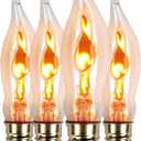 Flicker Flame Light Bulb for Hallowwen Christmas Decorative 3 Watt, 120V, E12 Flame Candelabra Light Bulbs4 Packs