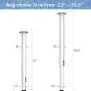 Adjustable Table Legs,Metal Adjustable Height Desk Legs,Adjustable Furniture Legs for Table Computer Desk Dining Table Office Desk(White) (2 pcs 22" -35.5")
