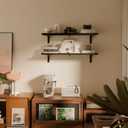 12 Inch Deep Floating Shelves Set of 2, 36 Inch Extra Wide Black Solid Wood Wall Shelves with 100 lbs Capacity, Heavy Duty Farmhouse Wall Mounted Shelving for Kitchen, Living Room & Bathroom