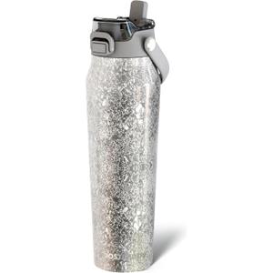 Frost Buddy 32oz Insulated Water Bottle with Straw & Chug Lid | Leak-Proof Stainless Steel | 24-Hours Cold | Sweat-Proof, Cup Holder Friendly | Ideal for Gym, Travel, Sports & Everyday Hydration (Silver Sleigh)