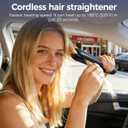 Cordless Hair Straightener, Portable Hair Straightener, Dual Voltage Travel Hair Straightener, 2-in-1 Straightener & Curler, USB-C Fast Charging, Titanium Alloy Panel, with Clips - Blue-Grey